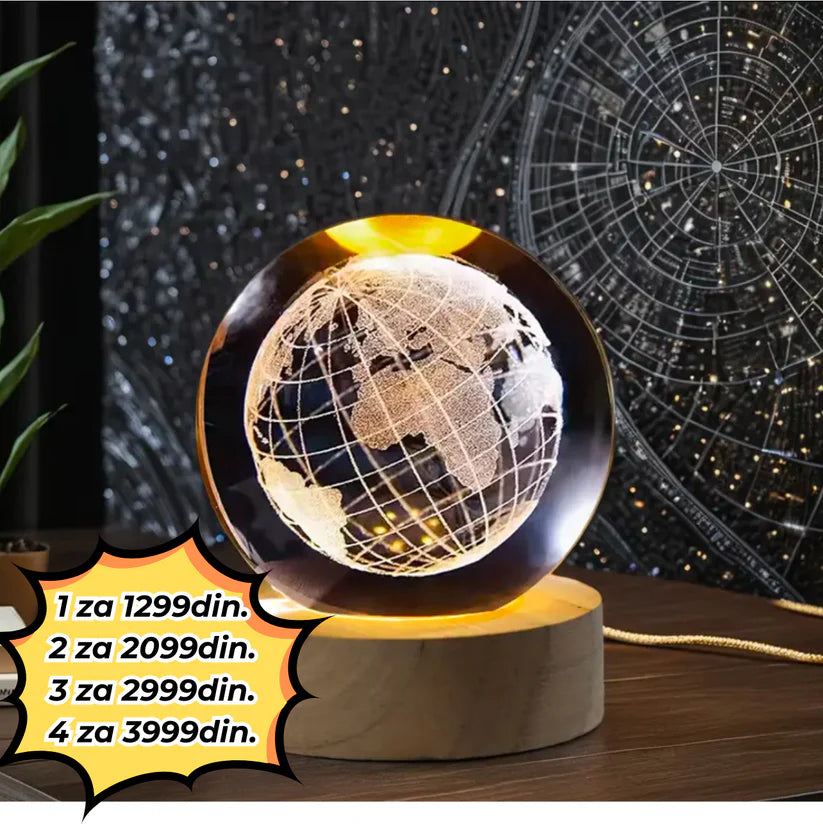 3D Kristalna Lopta - Solarni Sistem Lampa